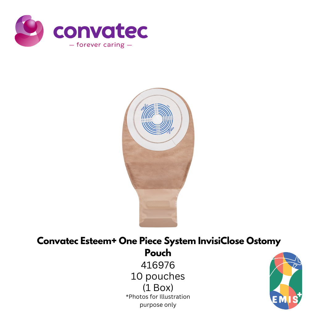 Convatec Esteem+ One Piece System InvisiClose Ostomy Pouch – Cut to Fit, Transparent Design (416976, Box of 10)