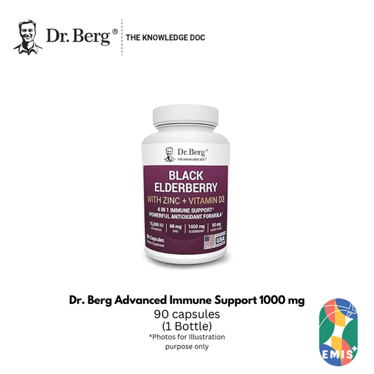 Dr Berg Advanced Immune Support 1000 mg Black Elderberry with Vitamin D3 and Zinc 90 Vegetable Capsules