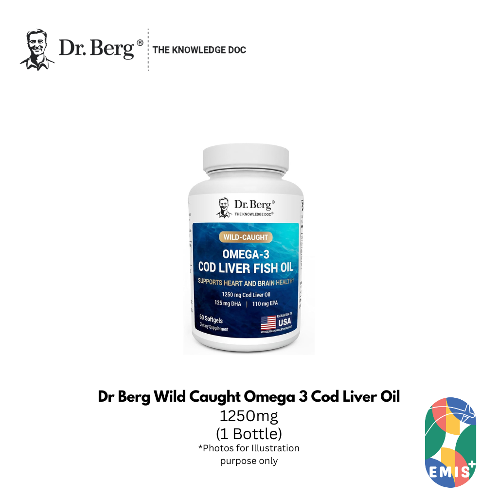 Dr Berg Wild Caught Omega 3 Cod Liver Oil for Heart and Brain Support