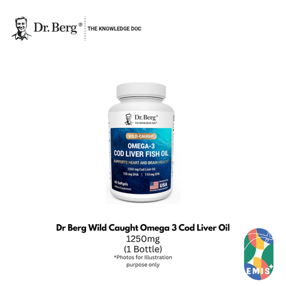 Dr Berg Wild Caught Omega 3 Cod Liver Oil for Heart and Brain Support