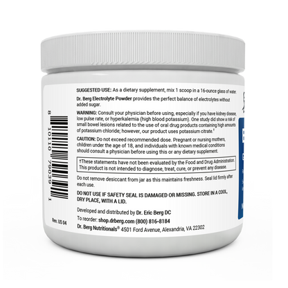 Dr. Berg Electrolyte Powder with 1000 mg of Potassium and Magnesium - Ultimate Hydration Support