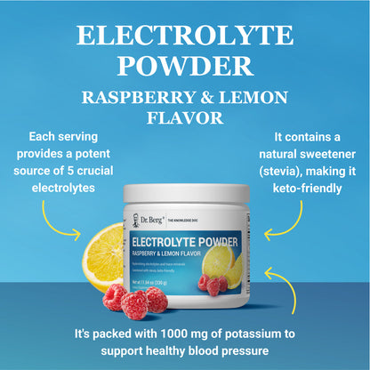 Dr. Berg Electrolyte Powder with 1000 mg of Potassium and Magnesium - Ultimate Hydration Support