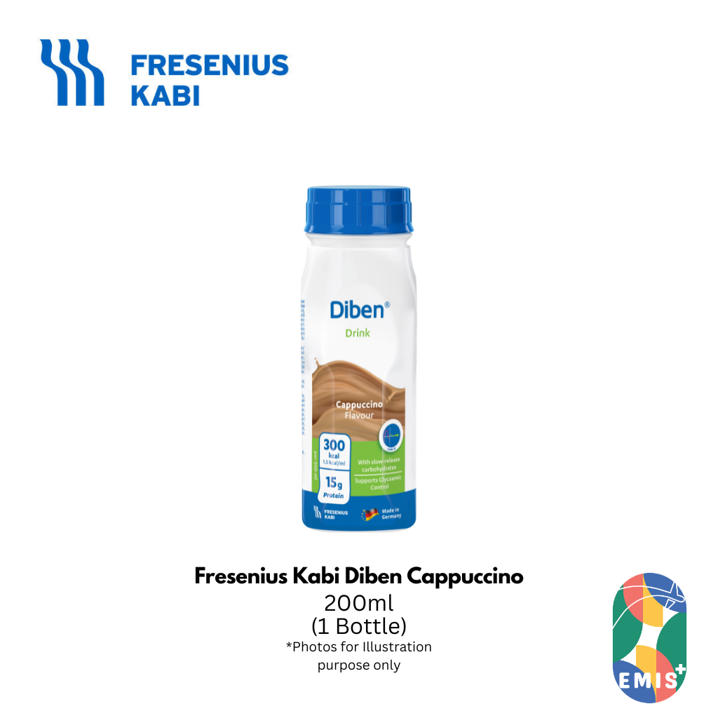 Fresenius Kabi Diben Drink – Cappuccino Flavour, 200ml (Pack of 4) | Diabetes Specific, Low Glycaemic Medical Nutrition Suppl