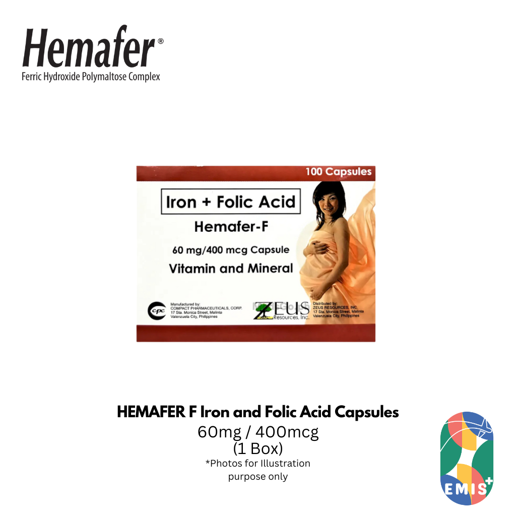 HEMAFER F Iron and Folic Acid 60mg 400mcg Capsules – EMIS