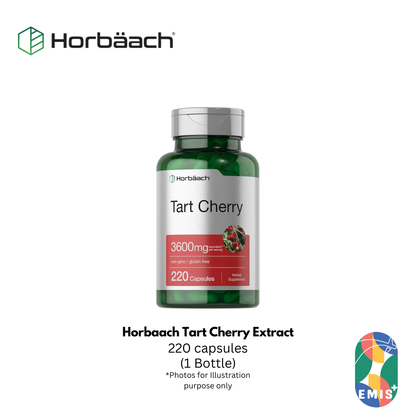 Horbaach Tart Cherry Extract Capsules 3600mg 220 Count Gluten Free Herbal Supplement