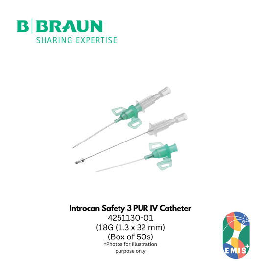 Introcan Safety 3 PUR IV Catheter 18G 1.3 x 32mm