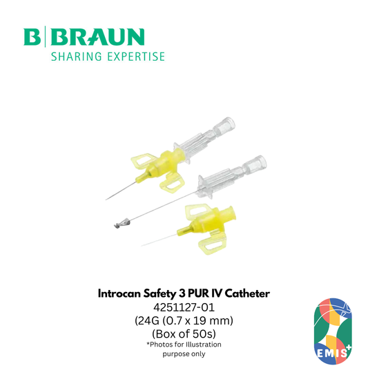 Introcan Safety 3 PUR IV Catheter 24G 0.7 x 19mm