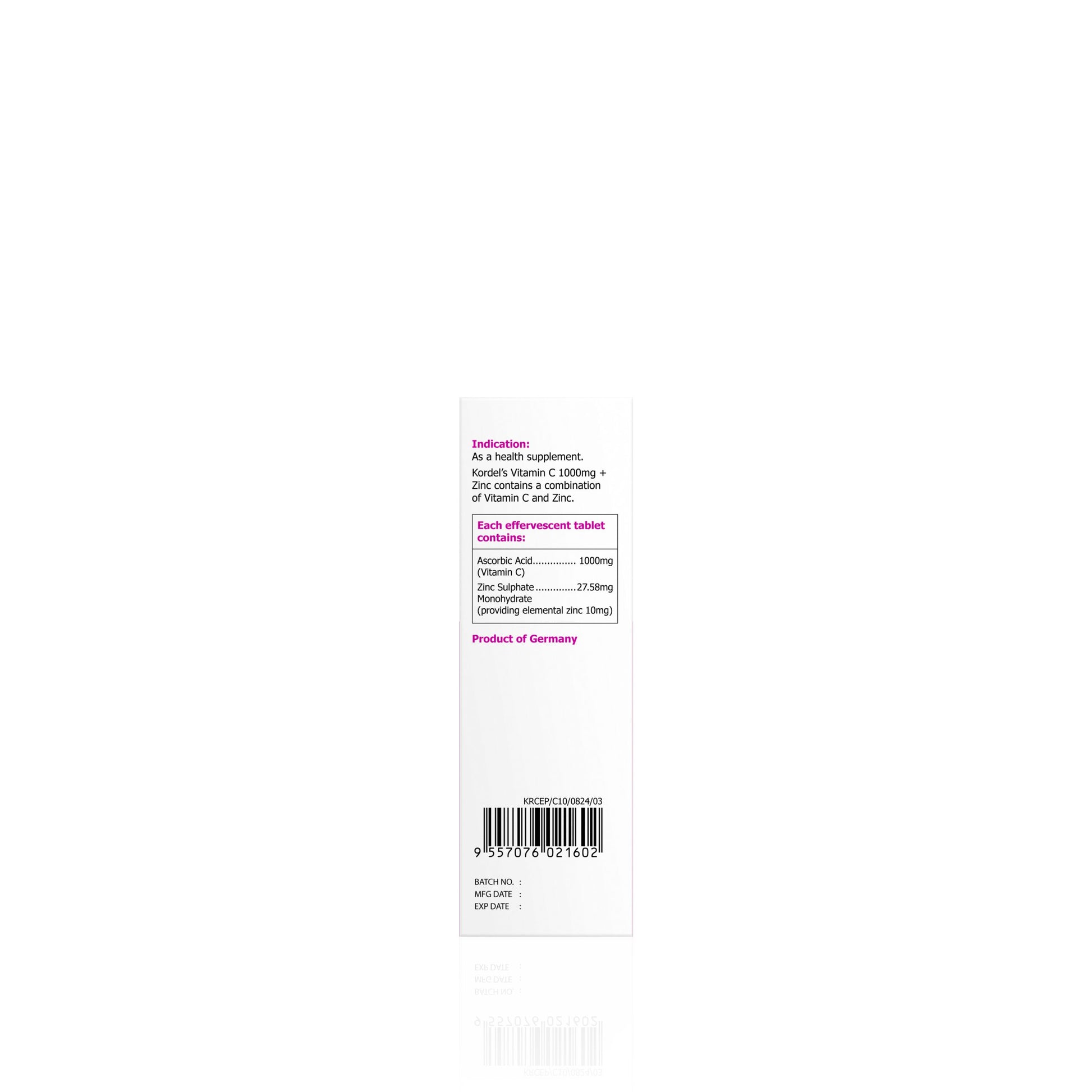 KORDEL’S EFFERVESCENT VITAMIN C 1000 mg + ZINC (PASSIONFRUIT FLAVOUR)