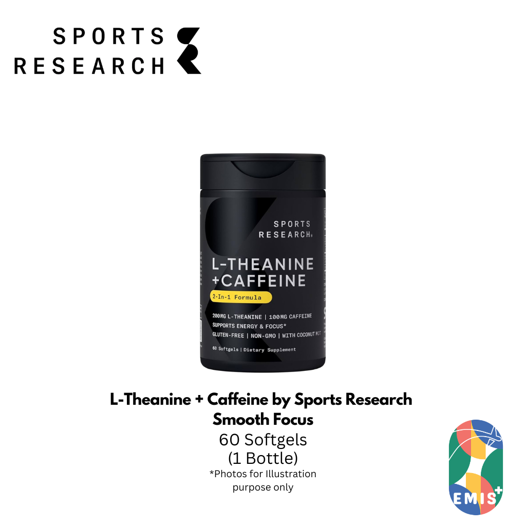 L-Theanine + Caffeine (60 Softgels) by Sports Research Smooth Focus. Clean Energy. Elevated Performance.