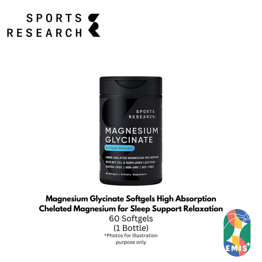 Magnesium Glycinate Softgels High Absorption Chelated Magnesium for Sleep Support Relaxation and Stress Relief by Sports Research