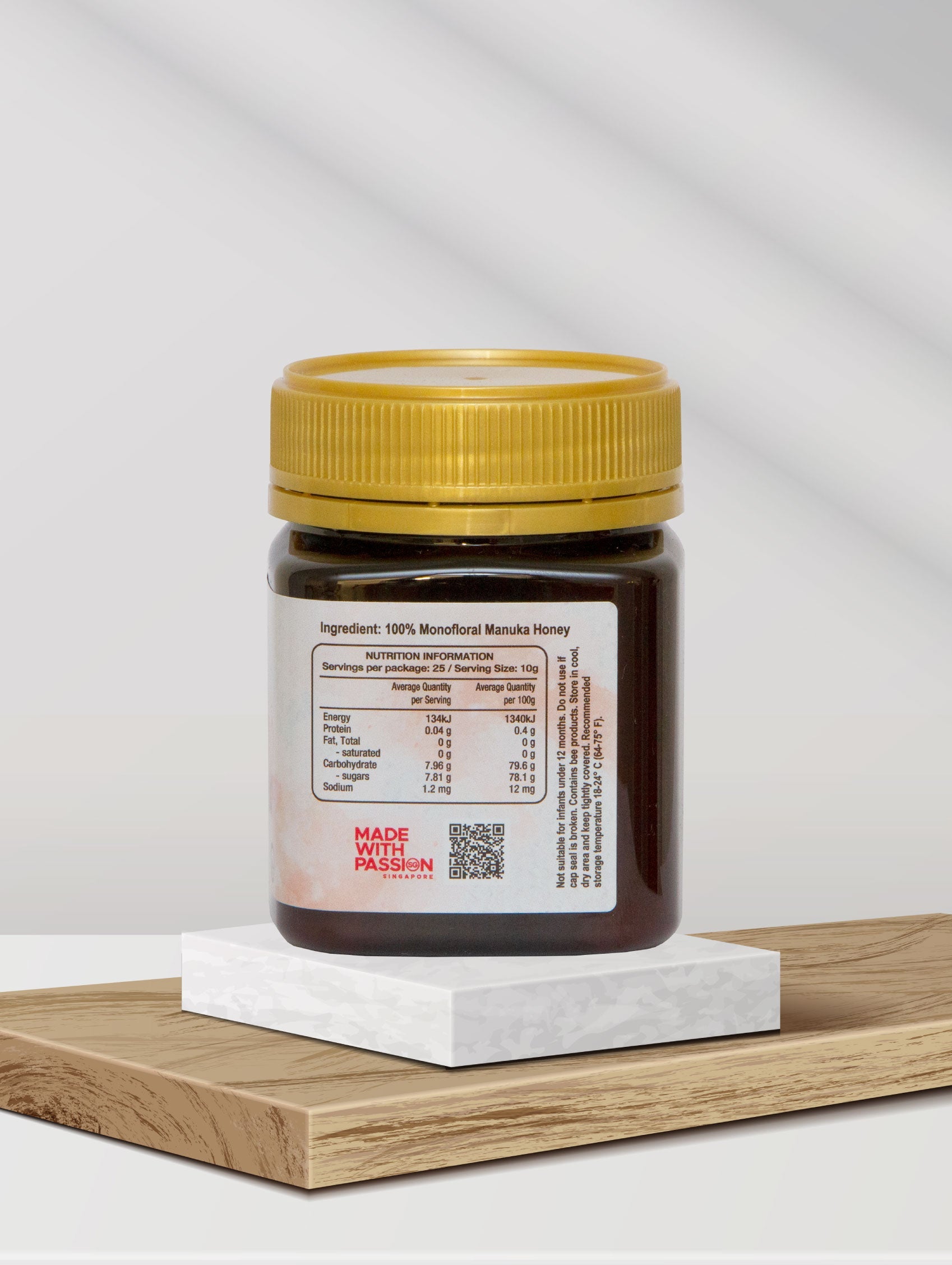 Herbal Pharm Manuka Honey MGO 300+ - Daily Wellness & Immune Support, 250g