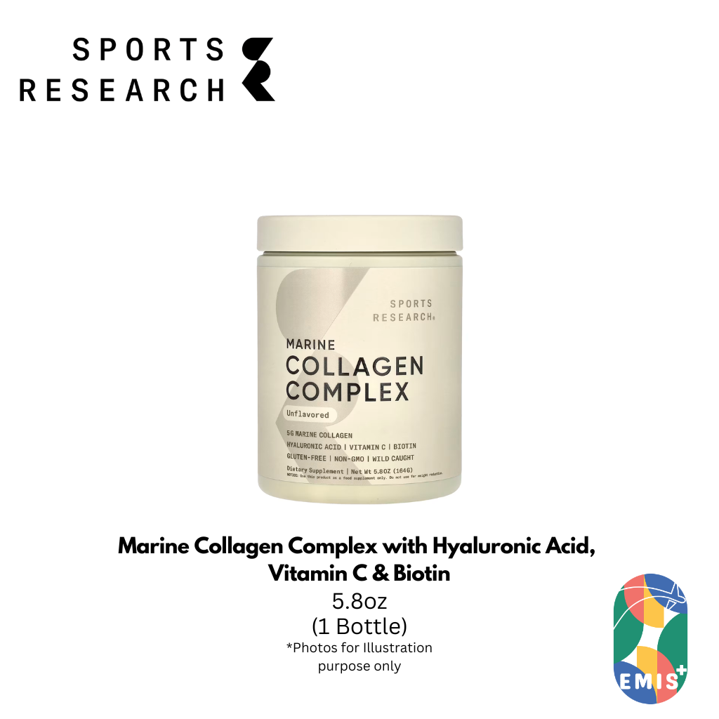 Marine Collagen Complex with Hyaluronic Acid, Vitamin C & Biotin – Wild Caught Type I & III Marine Collagen by Sports Researc