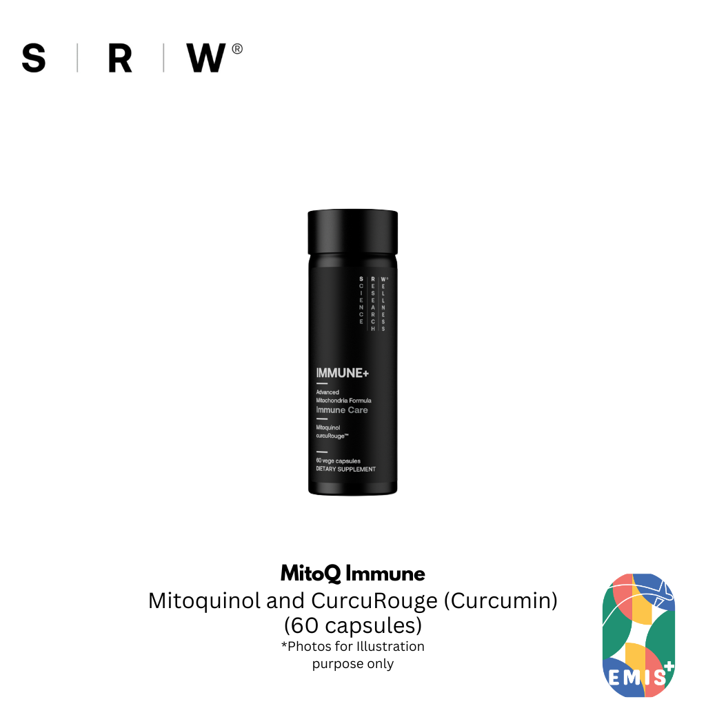 SRW MitoQ Immune Support Supplement with CurcuRouge Advanced Curcumin for Cellular Defense