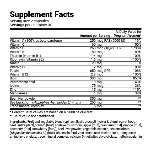 Dr Berg Natural Prenatal Vitamin with Folate & Omegas - Essential Support for Mom & Baby