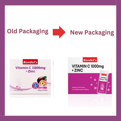 KORDEL’S EFFERVESCENT VITAMIN C 1000 mg + ZINC (PASSIONFRUIT FLAVOUR)