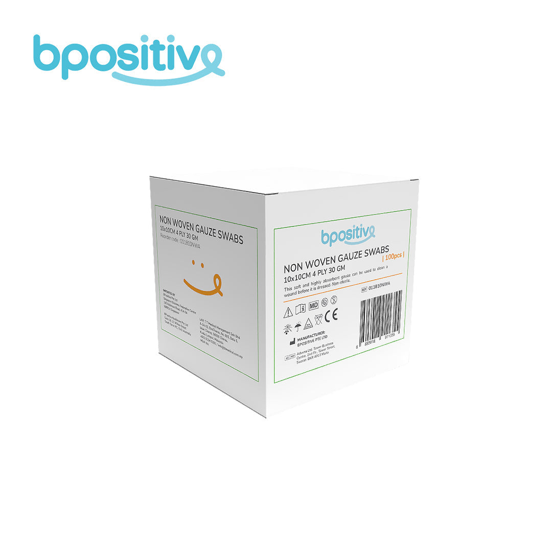 BPositive Non Woven Gauze Swabs 4 Ply Non Sterile - (Box of 100s)