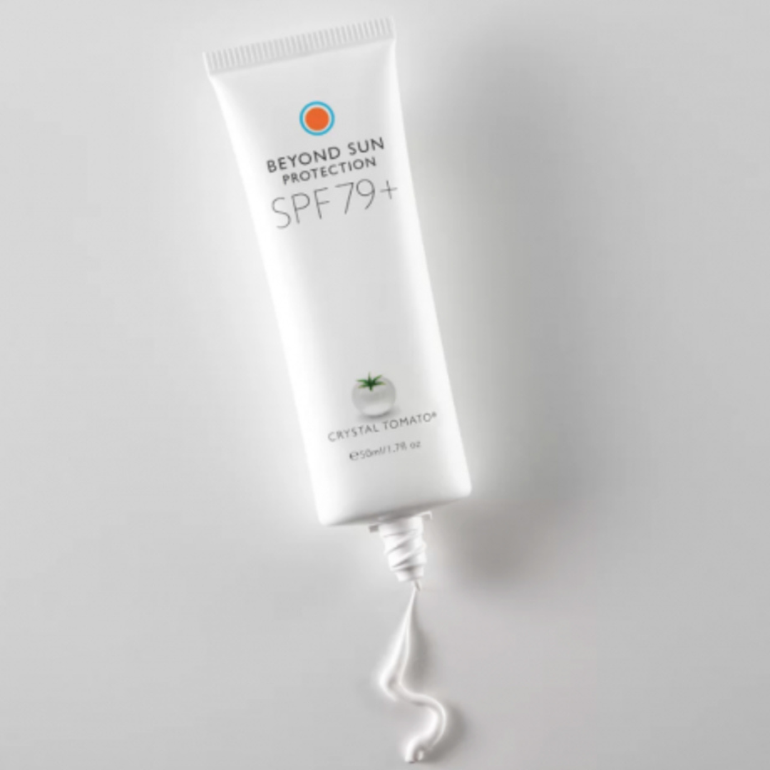 Crystal Tomato Beyond Sun Protection SPF79+: Advanced UVA/UVB, Blue Light & Pollution Defense with a Lighter, Natural Finish