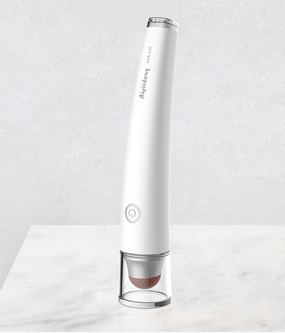 Aiyisheng Heated Bian Stone Eyes Massage Device displayed on marble surface for eye muscle relief and fatigue reduction.