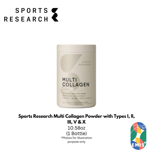 Sports Research Multi Collagen Powder with Types I, II, III, V & X – Hydrolyzed Collagen Peptides with Hyaluronic Acid & Vita