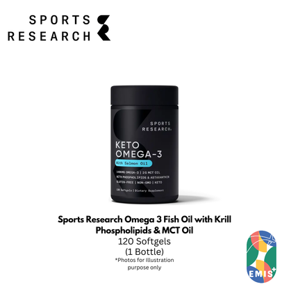 Sports Research Omega 3 Fish Oil with Krill Phospholipids & MCT Oil – 1200mg EPA & DHA, Enhanced Absorption Omega 3 Supplemen
