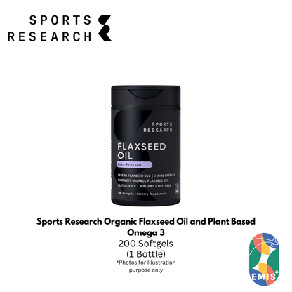 Sports Research Organic Flaxseed Oil and Plant Based Omega 3