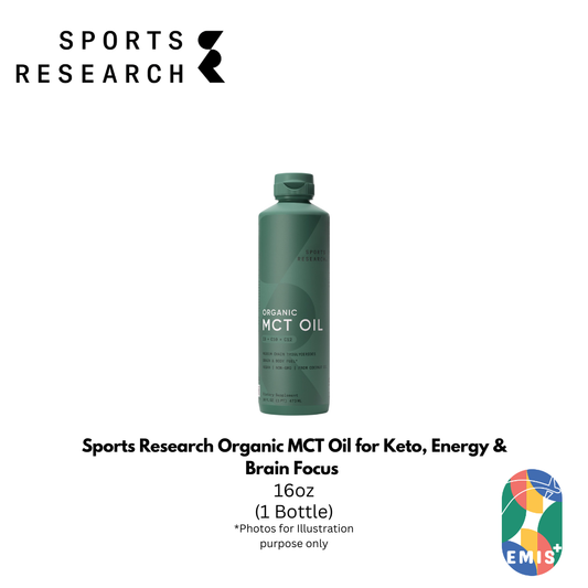 Sports Research Organic MCT Oil for Keto, Energy & Brain Focus – Full-Spectrum C8 C10 C12 Coconut-Derived MCTs
