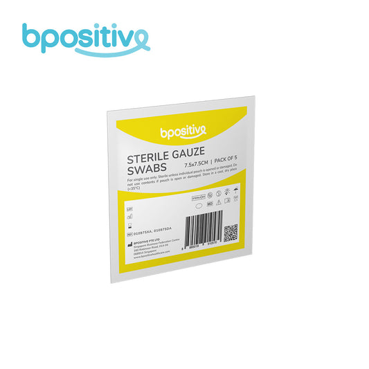 BPositive Sterile Gauze Swabs 7.5 x 7.5 cm (1 pack of 5s)