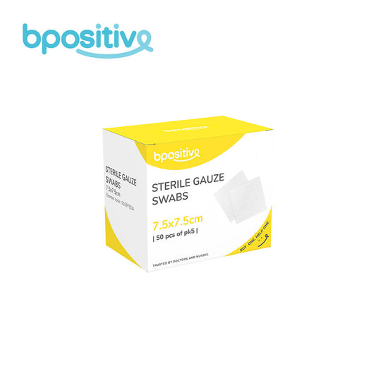 BPositive Sterile Gauze Swabs 7.5 x 7.5 cm (50s of pack of 5s)