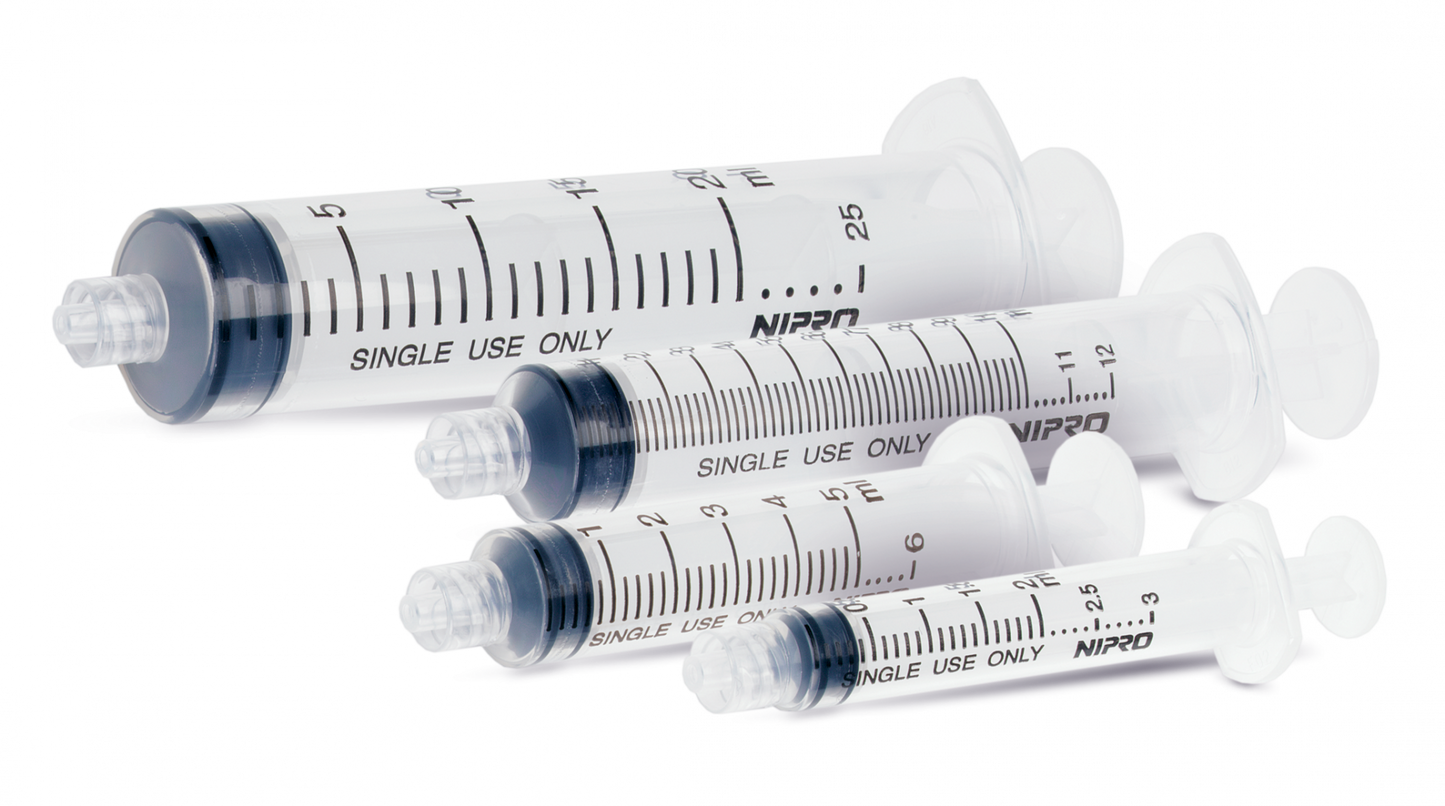 Nipro Disposable Syringe – Luer Slip / Luer Lock, Sterile (1ml – 50ml)