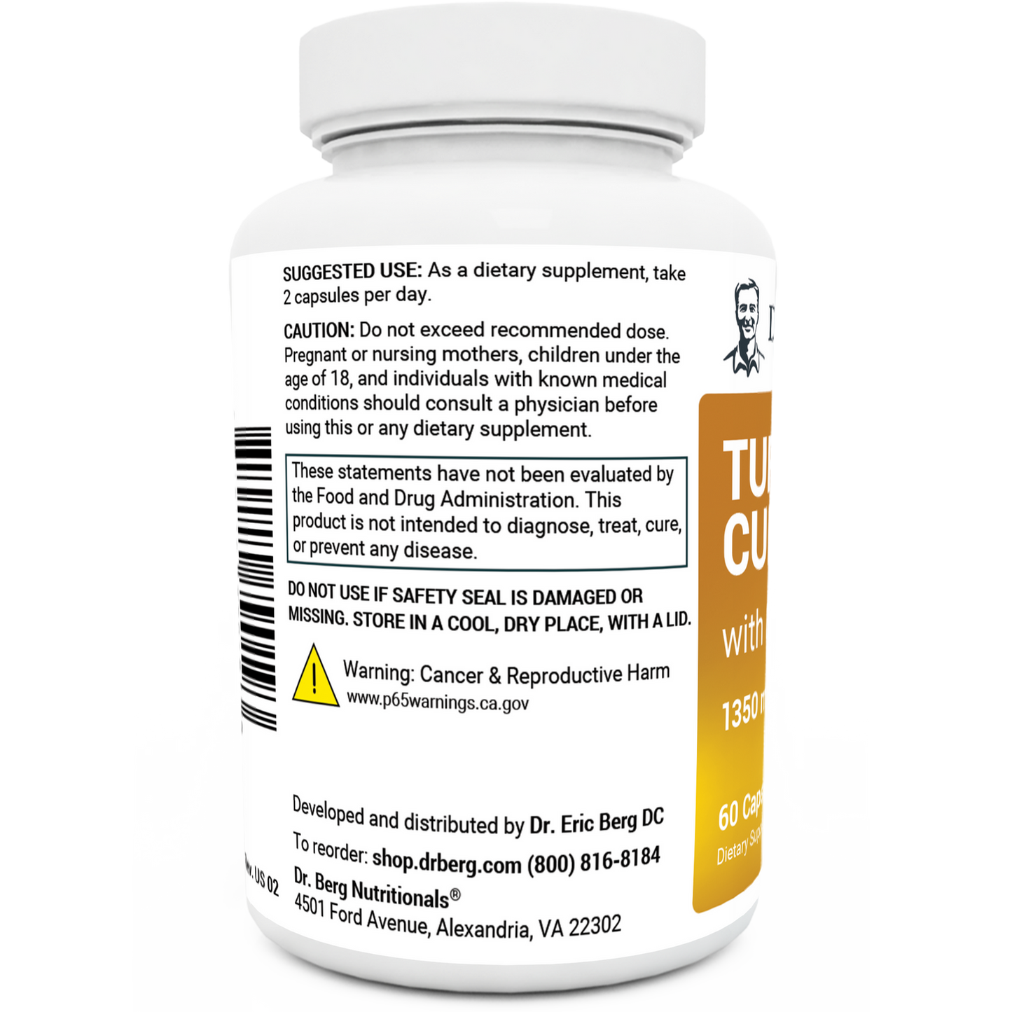 Dr. Berg Turmeric Curcumin with BioPerine - Maximum Absorption 60 Capsules