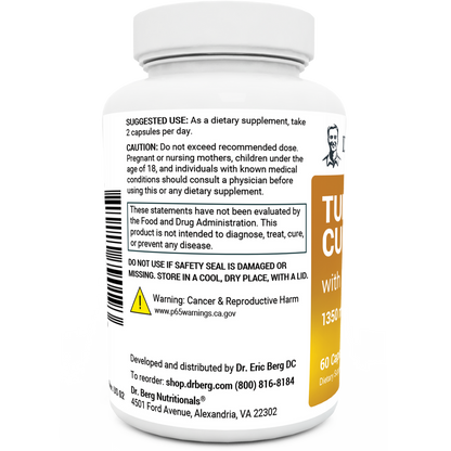 Dr. Berg Turmeric Curcumin with BioPerine - Maximum Absorption 60 Capsules