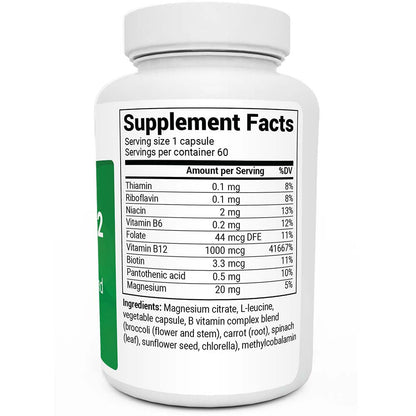 Dr. Berg Natural Vitamin B12 - 1000 mcg Methylcobalamin with B Complex & Magnesium - Boost Energy & Focus