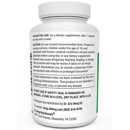 Dr Berg Niacin 500 mg Vitamin B3 Capsules - 100 Day Supply for Heart Health & Energy