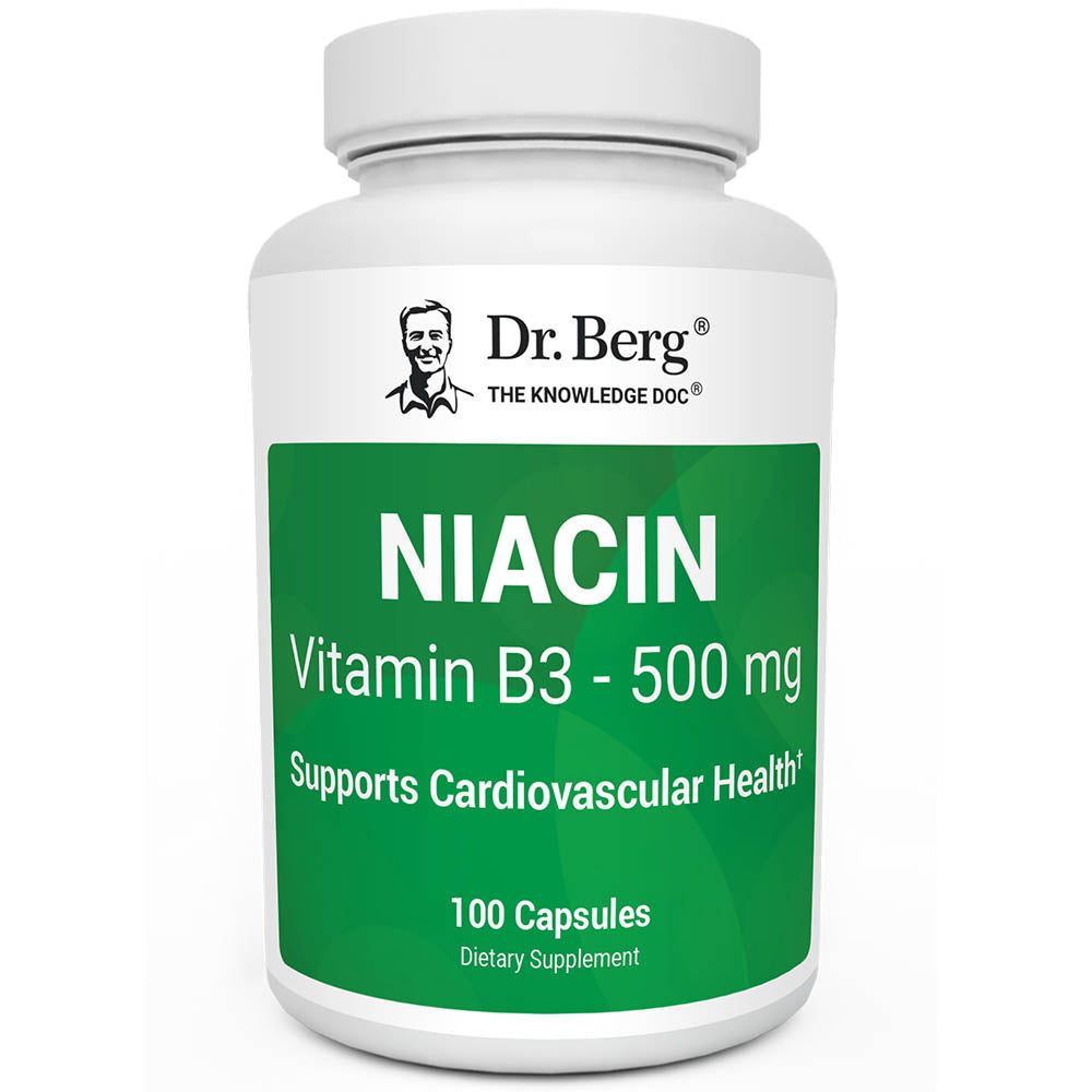 Dr Berg Niacin 500 mg Vitamin B3 Capsules - 100 Day Supply for Heart Health & Energy