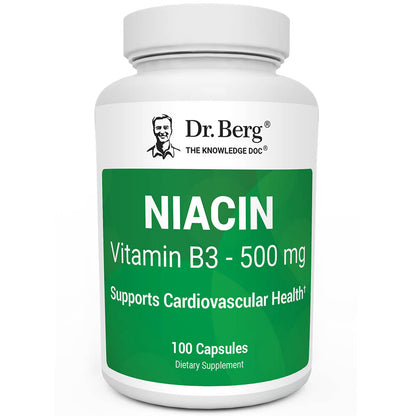 Dr Berg Niacin 500 mg Vitamin B3 Capsules - 100 Day Supply for Heart Health & Energy