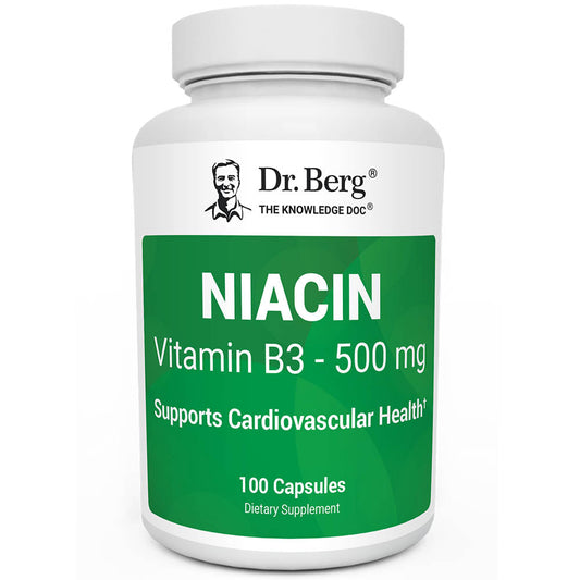 Dr Berg Niacin 500 mg Vitamin B3 Capsules - 100 Day Supply for Heart Health & Energy