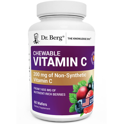 Dr. Berg Chewable Vitamin C Complex: Delicious Organic Berry Blend - 60 Wafers