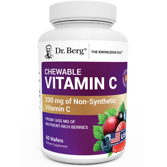 Dr. Berg Chewable Vitamin C Complex: Delicious Organic Berry Blend - 60 Wafers