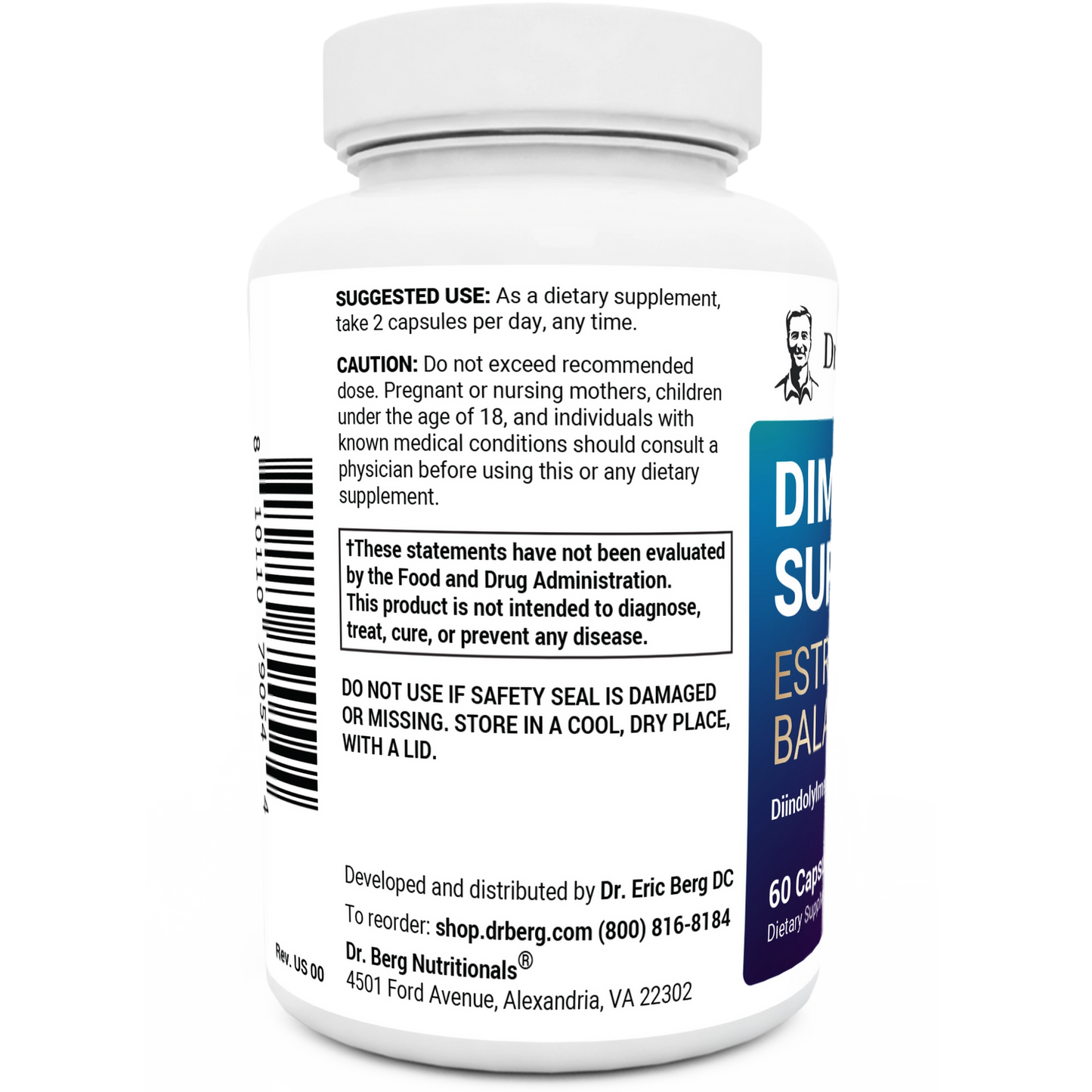 Dr. Berg DIM Supplement Estrogen Balance with Black Cohosh and Ashwagandha - 60 Capsules