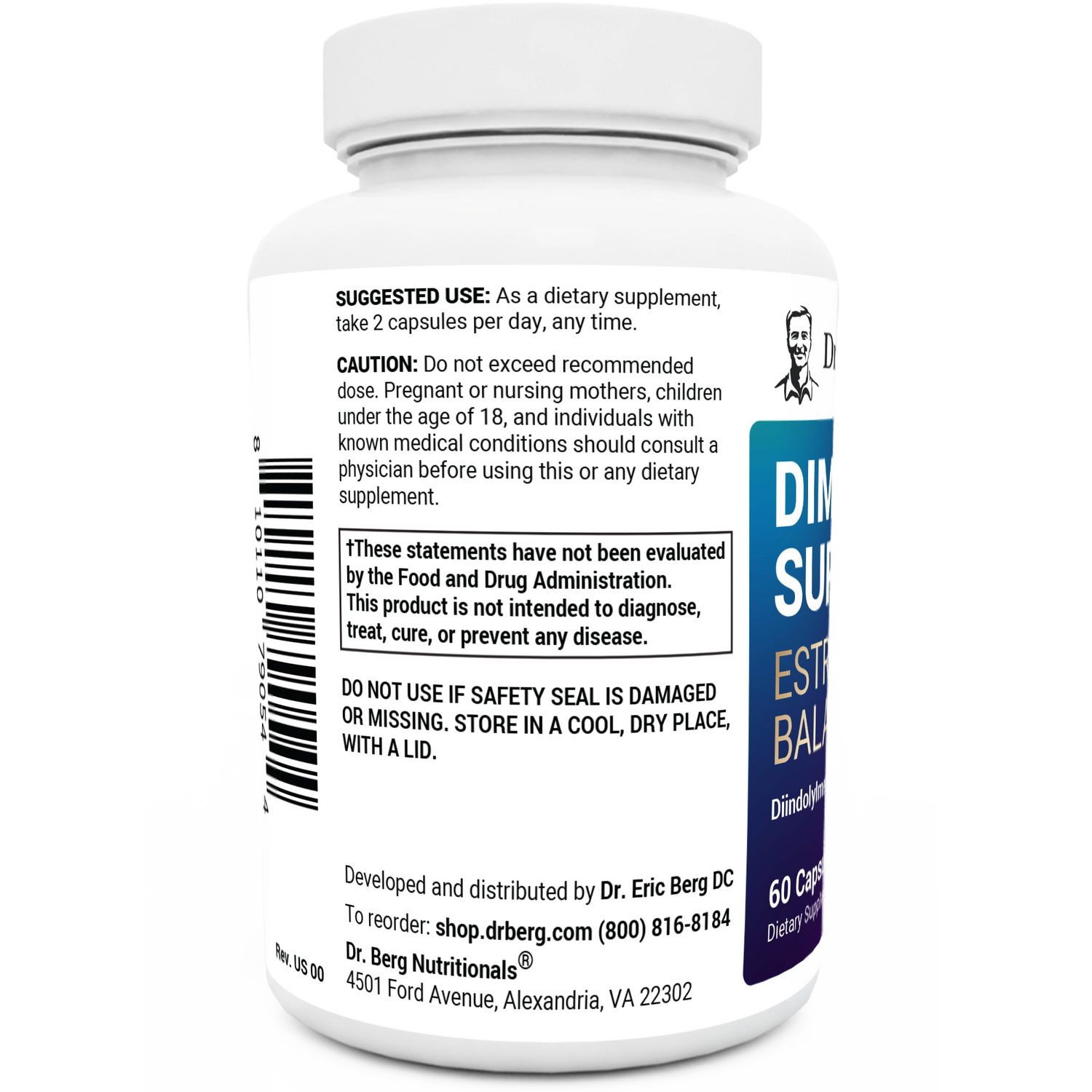 Dr. Berg DIM Supplement Estrogen Balance with Black Cohosh and Ashwagandha - 60 Capsules