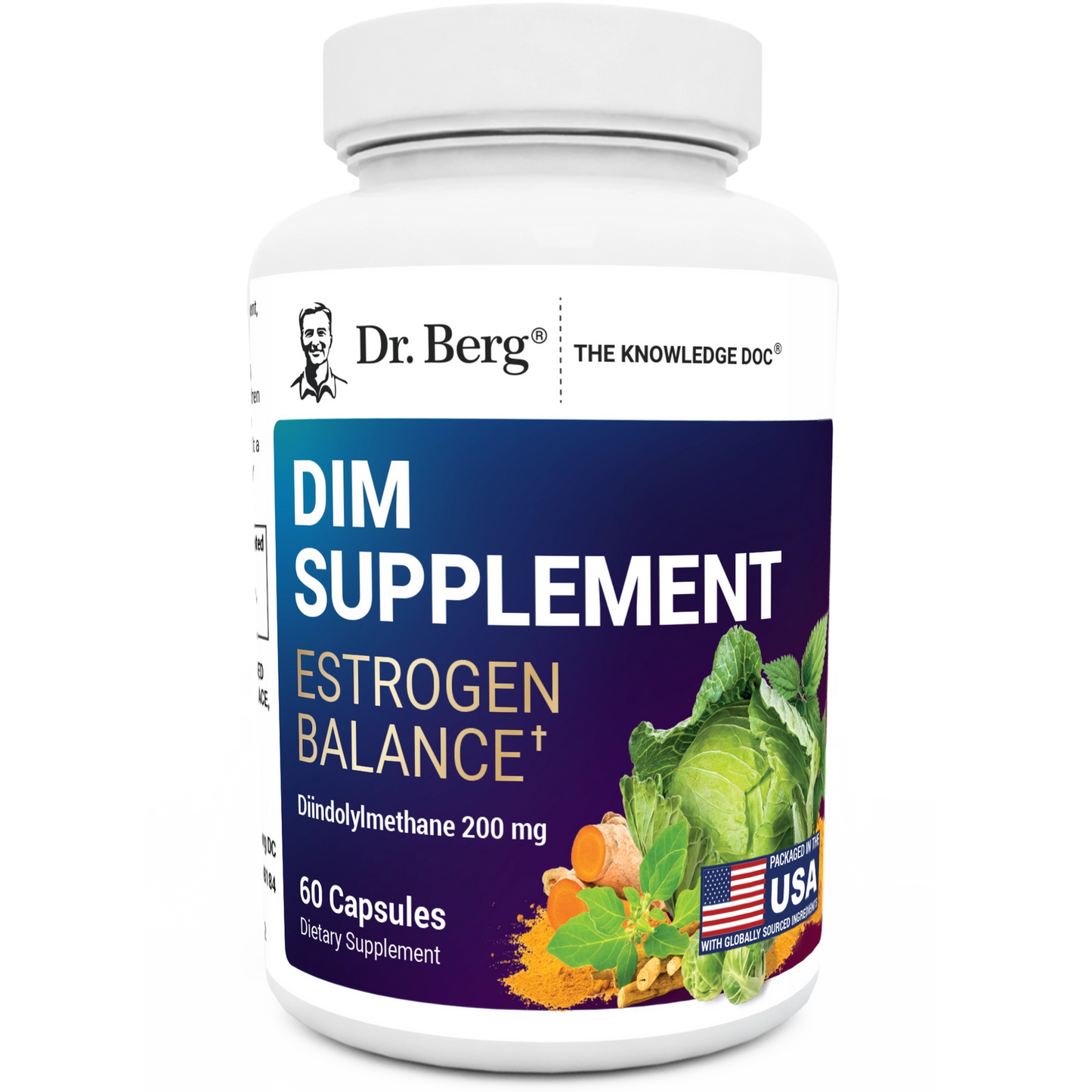 Dr. Berg DIM Supplement Estrogen Balance with Black Cohosh and Ashwagandha - 60 Capsules