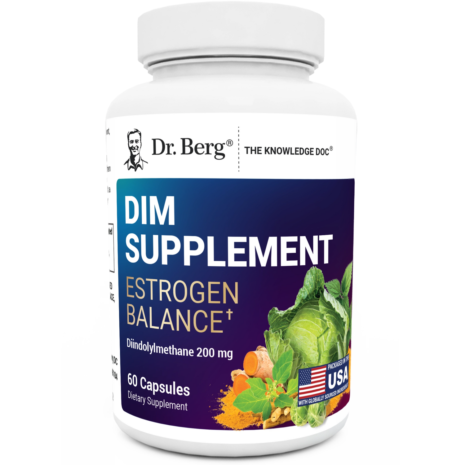 Dr. Berg DIM Supplement Estrogen Balance with Black Cohosh and Ashwagandha - 60 Capsules