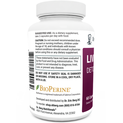 Dr. Berg Liver Cleanse Detox & Repair with Milk Thistle, Ox Bile & Choline - 60 Capsules