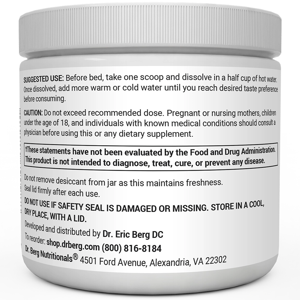 Dr. Berg Magnesium Glycinate Powder - Raspberry Lemon Flavor - 50 Servings for Relaxation & Sleep Support