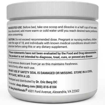 Dr. Berg Magnesium Glycinate Powder - Raspberry Lemon Flavor - 50 Servings for Relaxation & Sleep Support