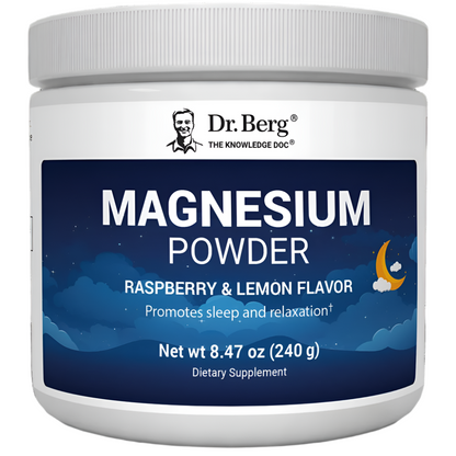 Dr. Berg Magnesium Glycinate Powder - Raspberry Lemon Flavor - 50 Servings for Relaxation & Sleep Support