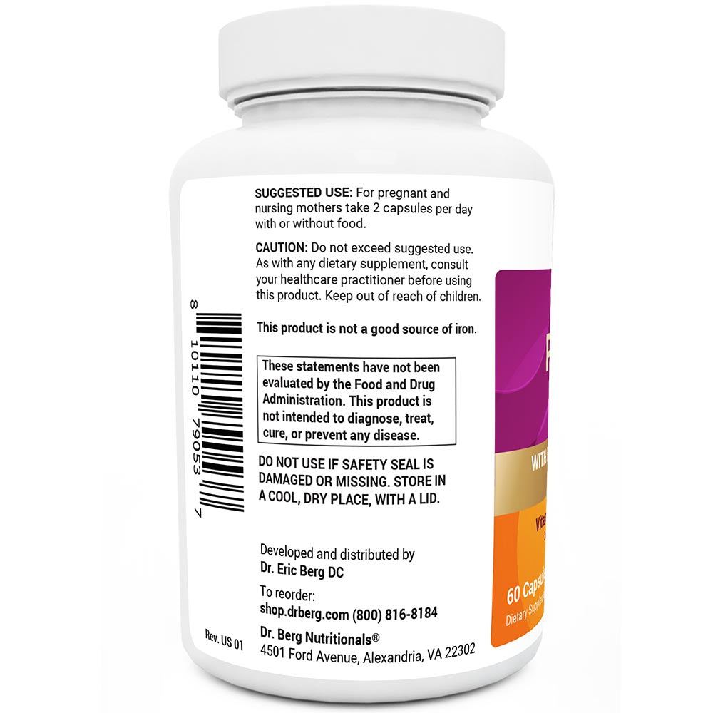 Dr Berg Natural Prenatal Vitamin with Folate & Omegas - Essential Support for Mom & Baby