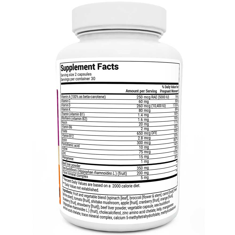 Dr Berg Natural Prenatal Vitamin with Folate & Omegas - Essential Support for Mom & Baby