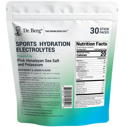Dr. Berg Sports Hydration Electrolytes - Raspberry Lemon - 30 Servings