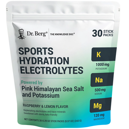 Dr. Berg Sports Hydration Electrolytes - Raspberry Lemon - 30 Servings